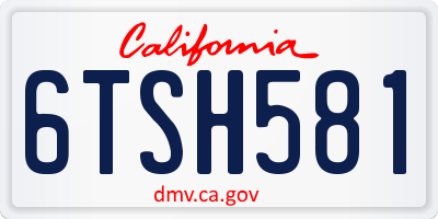 CA license plate 6TSH581
