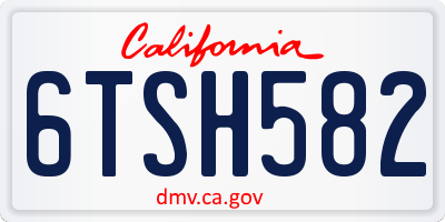CA license plate 6TSH582