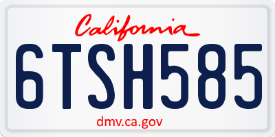 CA license plate 6TSH585