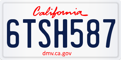 CA license plate 6TSH587