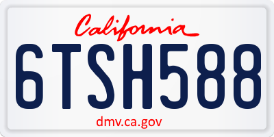 CA license plate 6TSH588