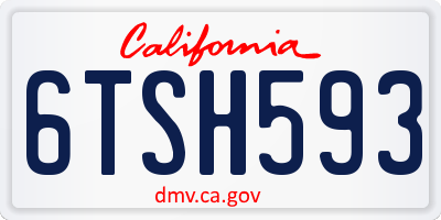 CA license plate 6TSH593