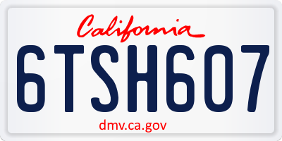 CA license plate 6TSH607