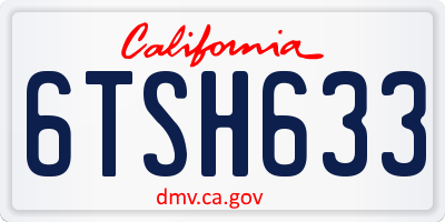 CA license plate 6TSH633