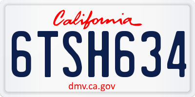 CA license plate 6TSH634