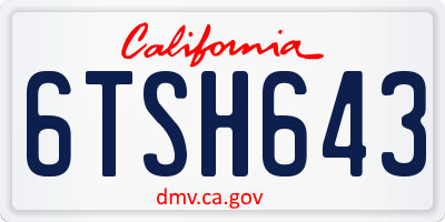 CA license plate 6TSH643