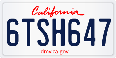 CA license plate 6TSH647