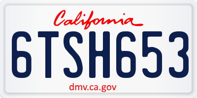 CA license plate 6TSH653