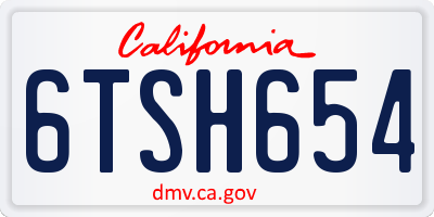 CA license plate 6TSH654