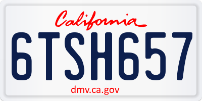 CA license plate 6TSH657