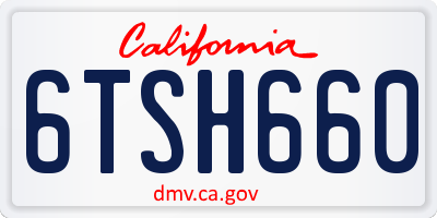 CA license plate 6TSH660