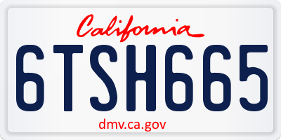 CA license plate 6TSH665