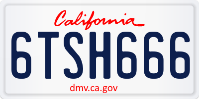 CA license plate 6TSH666