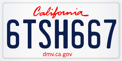 CA license plate 6TSH667