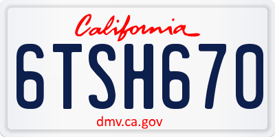 CA license plate 6TSH670