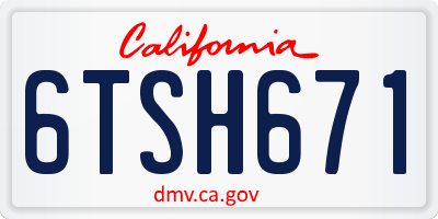 CA license plate 6TSH671