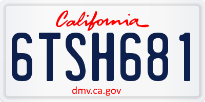 CA license plate 6TSH681