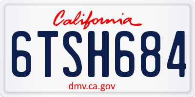 CA license plate 6TSH684