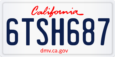 CA license plate 6TSH687