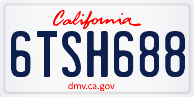 CA license plate 6TSH688