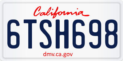 CA license plate 6TSH698