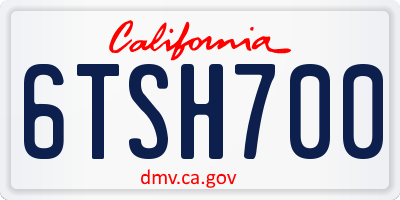 CA license plate 6TSH700