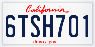 CA license plate 6TSH701