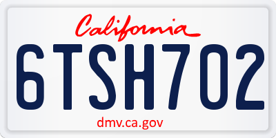 CA license plate 6TSH702