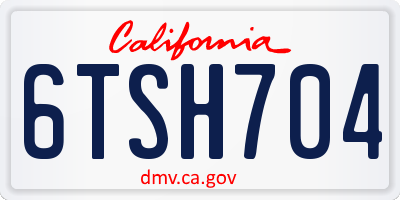 CA license plate 6TSH704