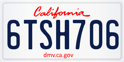 CA license plate 6TSH706