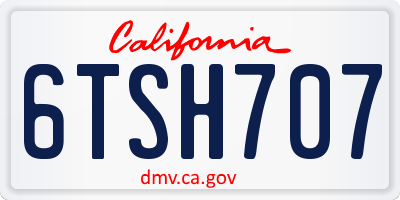 CA license plate 6TSH707