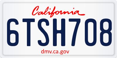 CA license plate 6TSH708