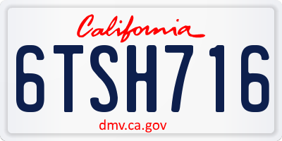 CA license plate 6TSH716