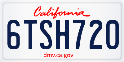 CA license plate 6TSH720