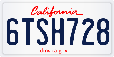 CA license plate 6TSH728