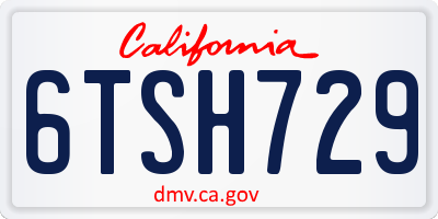 CA license plate 6TSH729