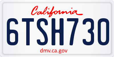 CA license plate 6TSH730