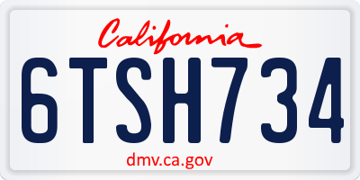 CA license plate 6TSH734