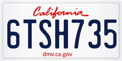 CA license plate 6TSH735