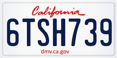 CA license plate 6TSH739