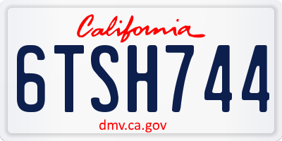 CA license plate 6TSH744