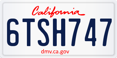 CA license plate 6TSH747