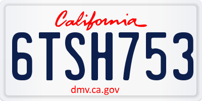 CA license plate 6TSH753