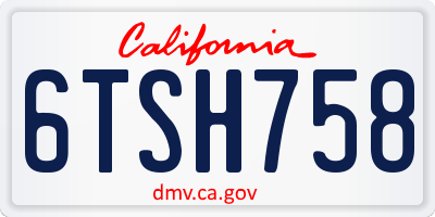 CA license plate 6TSH758