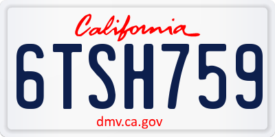 CA license plate 6TSH759