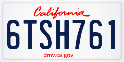 CA license plate 6TSH761