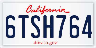 CA license plate 6TSH764