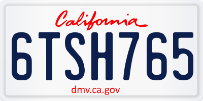 CA license plate 6TSH765
