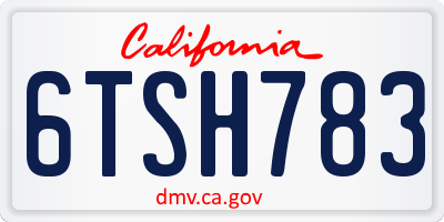 CA license plate 6TSH783