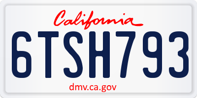 CA license plate 6TSH793